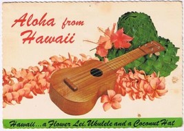 Postcard Aloha From Hawaii Guitar Lei - £2.36 GBP