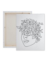 Pre-Drewn Canvas Side Flower Lady Paint Kit | Adult And Teen Sip And Pai... - £35.12 GBP