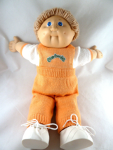 Vintage 1982 Cabbage Patch Kid Blondish  Hair Blue eyes Knit Outfit shoes  Doll - $25.73