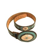 Vintage Leather Ladies&#39; Concho Pattern Belt, Native American Art, Unbranded - $24.45