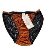 Vintage Rene Rofe String Bikini Panties Velvet See Through Black Lace Sz... - $40.13 CAD