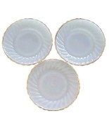Three (3) Fire King ~ White Swirl Shell ~ Gold Rim ~ 7.25&quot; Salad/Dessert... - $32.73