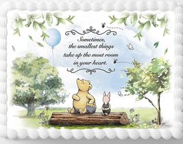 Pooh Baby Shower Edible Image The Smallest Things In Your Heart Gender R... - $16.47