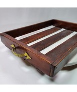 Vintage Farmhouse Serving Tray 18x12x2.5 Inch Wood Slats w/ Metal Handles - $79.00