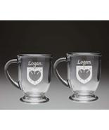 Logan Irish Coat of Arms Glass Coffee Mugs - Set of 2 - £26.68 GBP