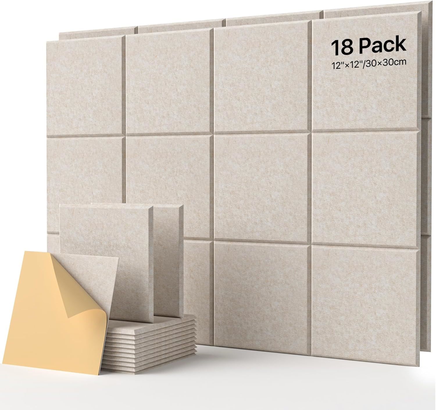 18 Pack Soundproof Wall Panels Self-Adhesive, Square Sound Proof Foam Pa... - $59.98