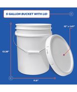 5-Gallon White Plastic Bucket with Lid - Durable 90 Mil All Purpose Pail... - £11.13 GBP