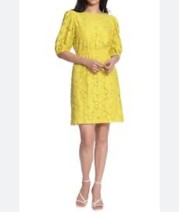Maggy London Womens Dress Yellow Lined Jewel Neck Half Sleeve Lace 6 New - £33.55 GBP