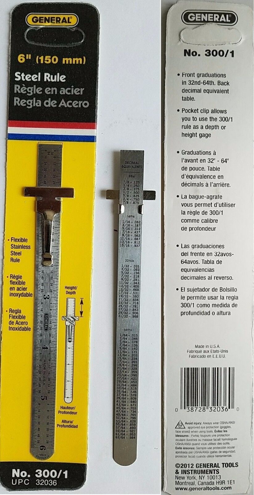 6” STAINLESS STEEL POCKET RULER 1/64 1/32 Scales Decimal Conversion Chart Rulers - $6.92
