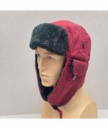 Mad Bomber Red Trapper Hat Green Fleece Unisex Adult Ear Flaps Size Medium - $628.72 MXN