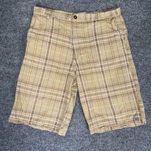 VANS Shorts Mens 36 (37x12) Beige Tan Plaid Chino Casual Cotton High Ris... - $16.35