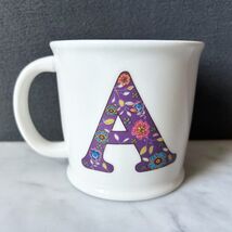Natural Life Mug Letter A Monogram Love the Moment Coffee Cup Purple Floral - $12.30