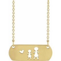 Authenticity Guarantee 
14k Yellow Gold Mother and Daughter Stick Figure Fami... - £421.64 GBP