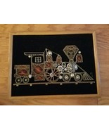 Fil Corde Art Train Locomotive Velours Noir Arrière-plan Avec / Accents ... - $774.67 MXN