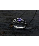Unique Silver Ring with Amethyst and Celtic Knot, Ancient Celtic Culture... - £81.97 GBP