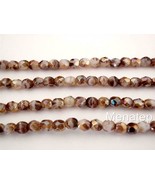 50 4mm Czech Glass Firepolish Beads: Opaque White/Tortoise - Celsian - $4.51 CAD