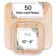 Kijani Palm Leaf Plates | Like Disposable Bamboo Plates | 10 &amp; 6 Inch Square Par - £51.95 GBP