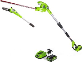 Greenworks 40V 8-Inch Cordless Pole Saw With Hedge Trimmer, Ah Battery. - £179.35 GBP