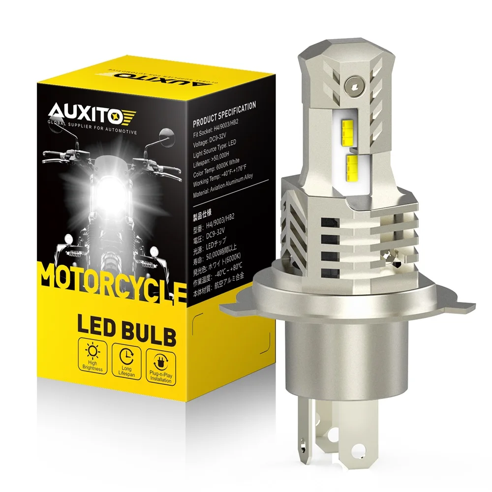 AUXITO 1Pcs LED Bulb H4 Motorcycle Headlight Bulb 12V 6000LM H4 9003 HB3 Hi Lo B - £145.30 GBP