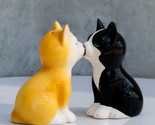 Kissing Black And Yellow Kittens Salt And Pepper Shakers Cat Pair Kitche... - $16.99