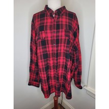 Womens Flannel shirt 3XL Red  Black TARTIN Plaid Button Cabincore Gorpcore - $12.87