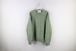 Vtg 70s Streetwear Womens Large Blank Wool Blend Chunky Cable Knit Sweater USA - £47.29 GBP