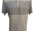 Travis Mathew Men's Golf Polo Shirt, Gray w Blue Stripes Sz L - $18.99