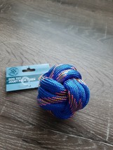 (1) Monkey Fist Knot Rope Ball Large Dog Toy 3&quot; Blue w/PINK, Orange - £6.97 GBP