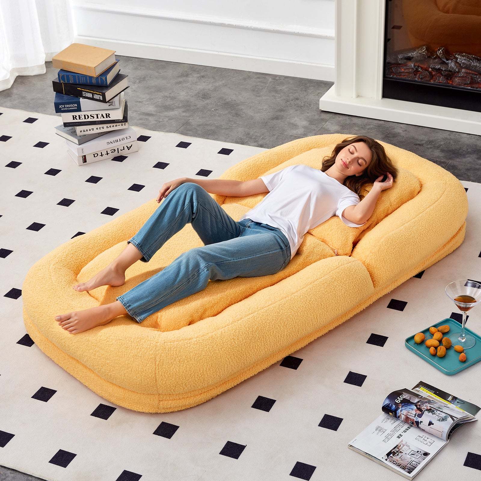 Yellow Teddy Folding Sofa Chair - 5-Position Adjustable Gaming Item image 4