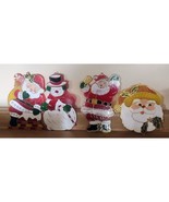 Vintage Christmas Plastic Sun Catchers Window Decor Lot Of 4 Santa &amp; Sno... - $248.23 MXN