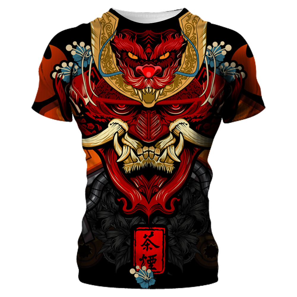 Samurai Mask graphic t shirts Men Personality harajuku 3D O-neck quick-d... - $9.99