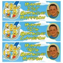THE SIMPSONS Photo Personalised Birthday Banner - Simpsons Birthday Part... - $5.42