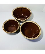 Hull USA Vintage Pottery Brown Drip Mixing Bowls Set Of 3 6&quot; 7&quot; &amp; 8&quot; Wit... - £31.65 GBP