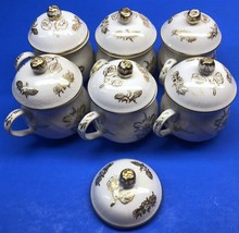 Set of 6 2pc Sadek Pot de Creme Cups w/ Lids G-1068 Swirl Embossed Gold ... - £79.01 GBP