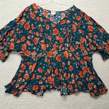 Womens Hayden Floral Blouse V Neck Tunic Size 2XL - $11.65