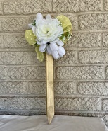 White tulips and Peony Cemetery Cross, Memorial Flowers - $26.00