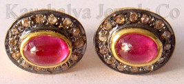 Victorian 0.51ct Rose Cut Diamond Ruby Halloween Wedding Women’s Stud Earrings - £261.30 GBP