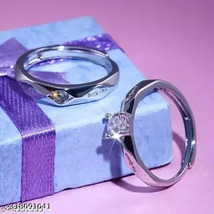 2Pcs/Pair Heart Engagement Wedding Love Promise Rings Couples Kundan Jewelry Sea - £1.54 GBP