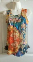 Chelsea &amp; Violet Watercolor Floral Sleeveless Pullover Tunic Blouse Size... - £9.65 GBP