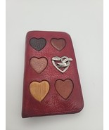 Vintage Brighton Red Leather Wallet with Hearts Rare 5&quot; x 3&quot; Love Finds ... - $67.23 CAD
