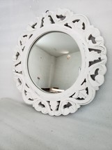 Wall Mirror Round Home White Wall Panel Mirror frame MDF &amp; Glass - £82.13 GBP
