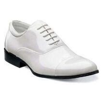 Tuxedo Prom Shoes Stacy Adams Mens Gala Shinny White Patent Leather 24998-122 image 3