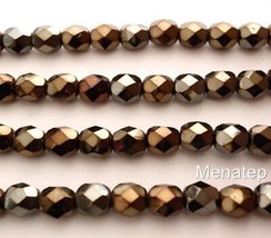 25 6mm Czech Glass Fire Polished Beads: Iris - Brown - £1.97 GBP