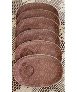 Basis Brand ~ Set of Six (6) ~ Brown &amp; Pink Floral Ceramic Snack Plates ... - €43,27 EUR
