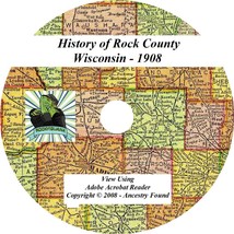 1908 History &amp; Genealogy of ROCK County Wisconsin WI - £4.71 GBP