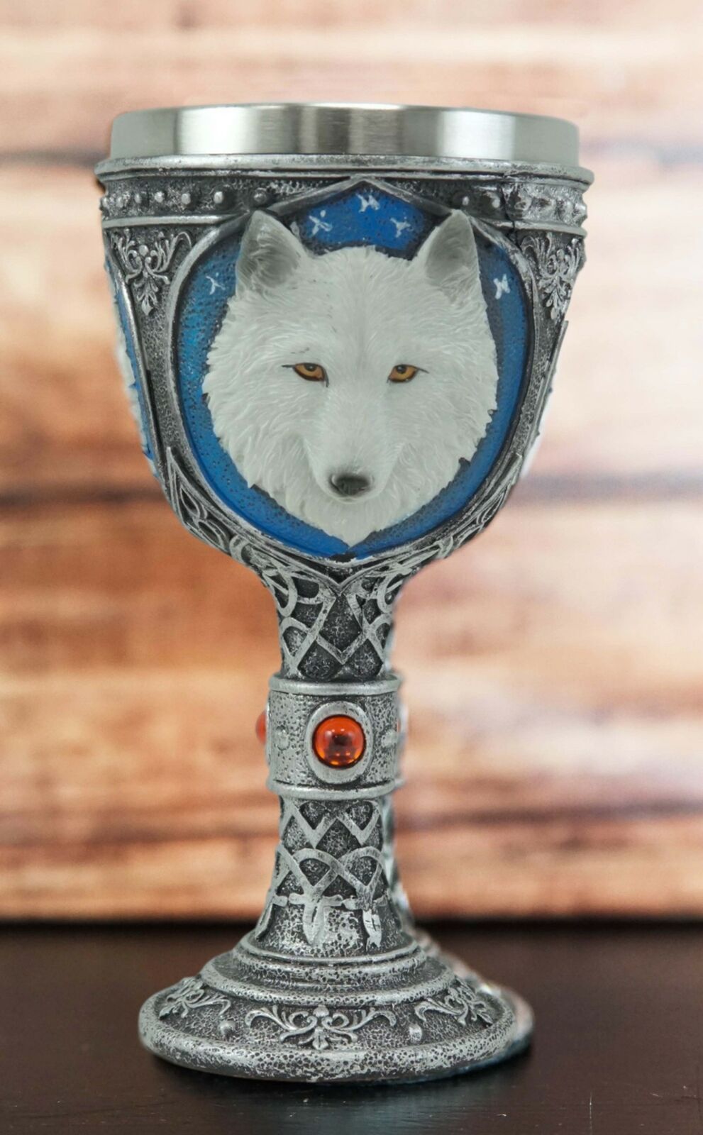 Ebros Celtic Direwolf White Snow Wolf 8oz Wine Goblet Chalice - $27.99