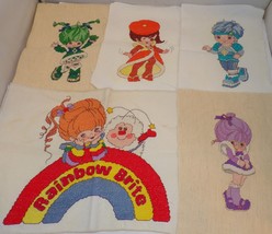 5 Vintage Rainbow Brite  Cross Stitch Pieces Completed Designs unframed - £59.30 GBP