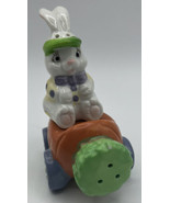 Salt and Pepper Shakers Bunny Riding Carrot Cart Hermitage Pottery China... - £10.32 GBP