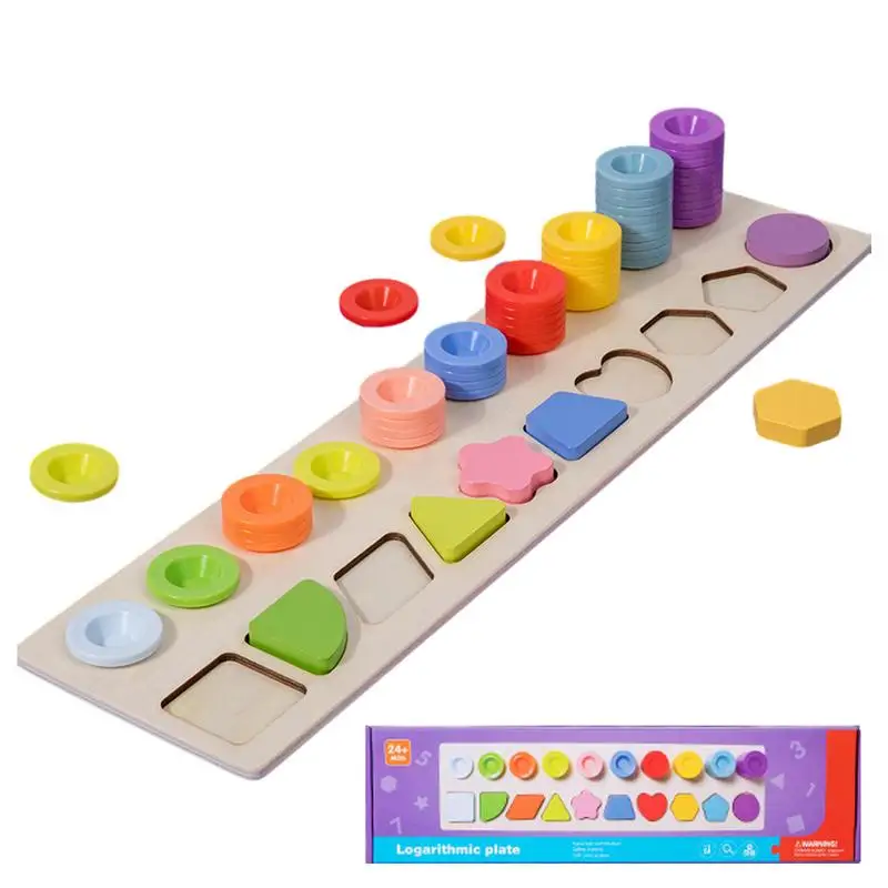 Shape Matching Puzzle Geometric Shape Puzzle Magnetic Fishing Toy Wooden Number - £25.18 GBP+
