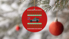 Toyota Tacoma Ugly Christmas Sweater Circle Ornament - £14.88 GBP